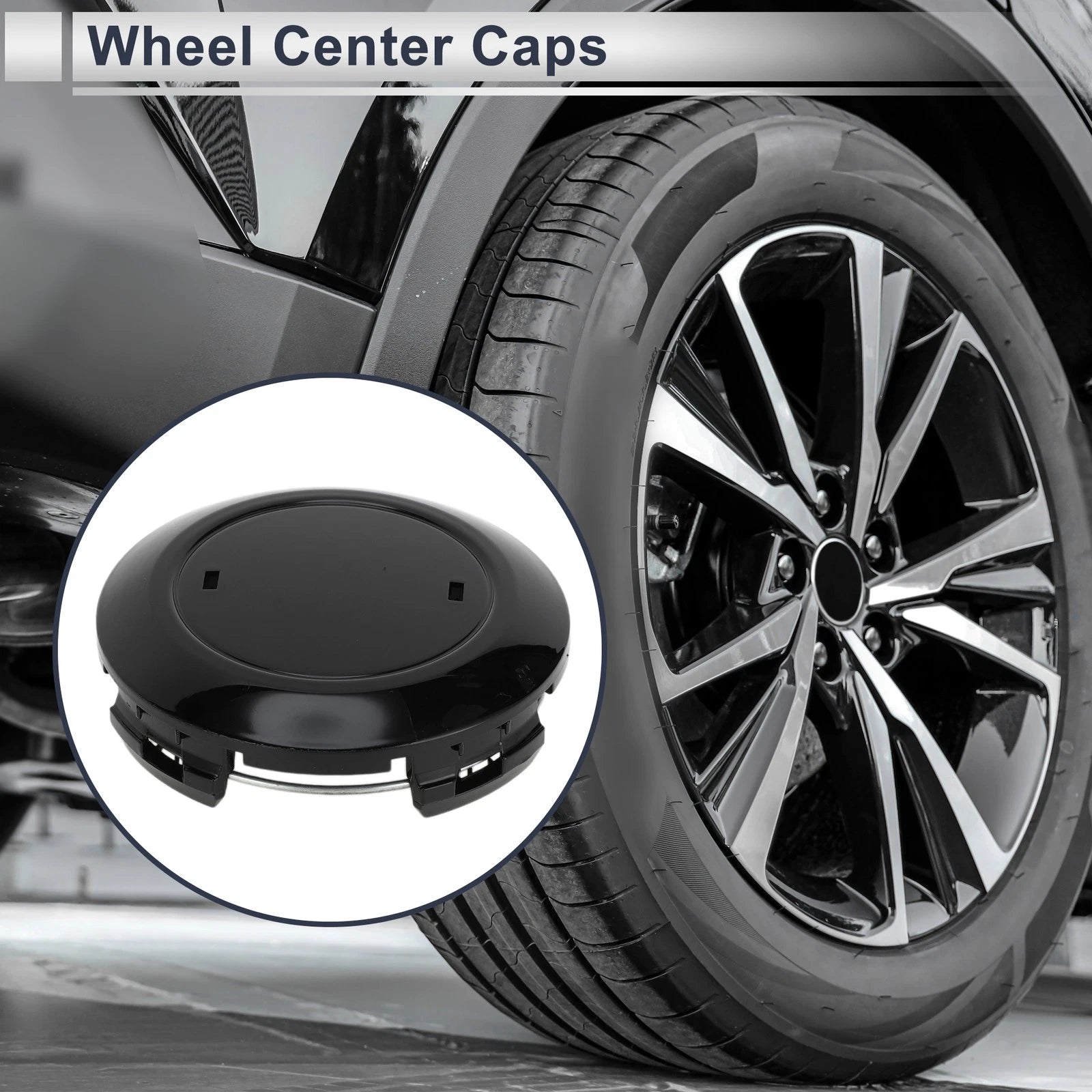 Wheel Center Caps No. 4260B60370 for Toyota Land Cruiser (2016–2021) Black Plastic