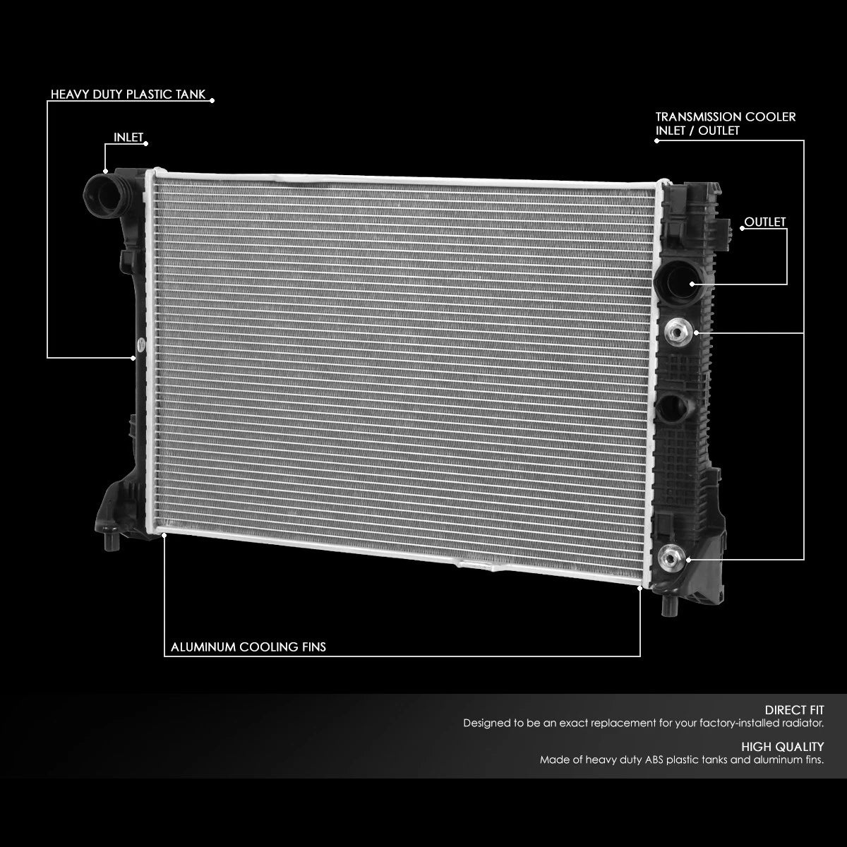 Aluminum Radiator for Mercedes C250, GLK350 (2010–2012) DPI 13213