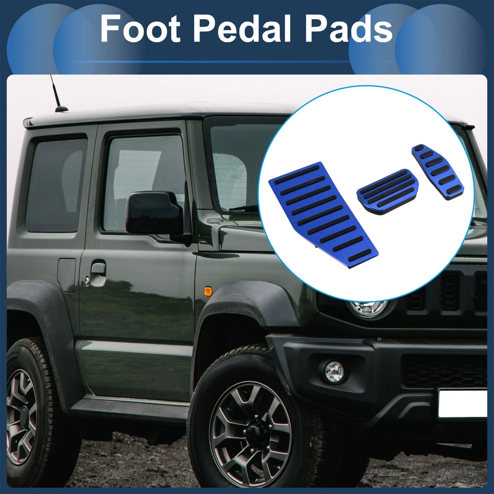 3 Pcs Foot Accelerator Pedal Covers for Suzuki Jimny JB70W (2018–2022) Blue