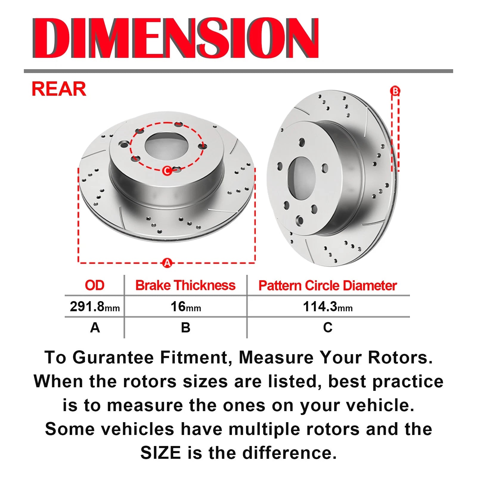 Disc Brake Rotors & Ceramic Pads for Nissan Rogue (2014-2017)