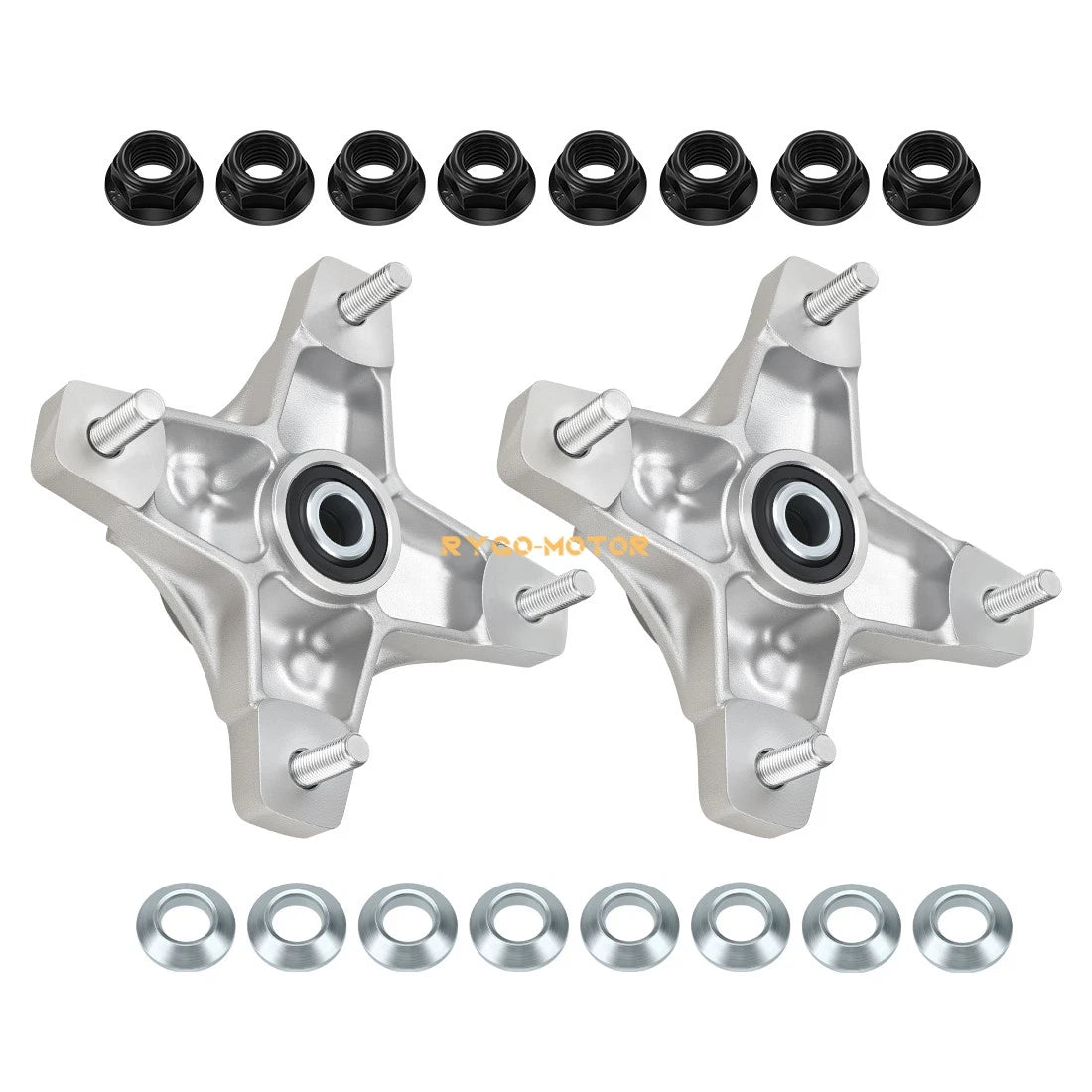 Set of 2 Wheel Hubs & Flange Lug Nuts for Honda TRX250X TRX400X (2009–2014)