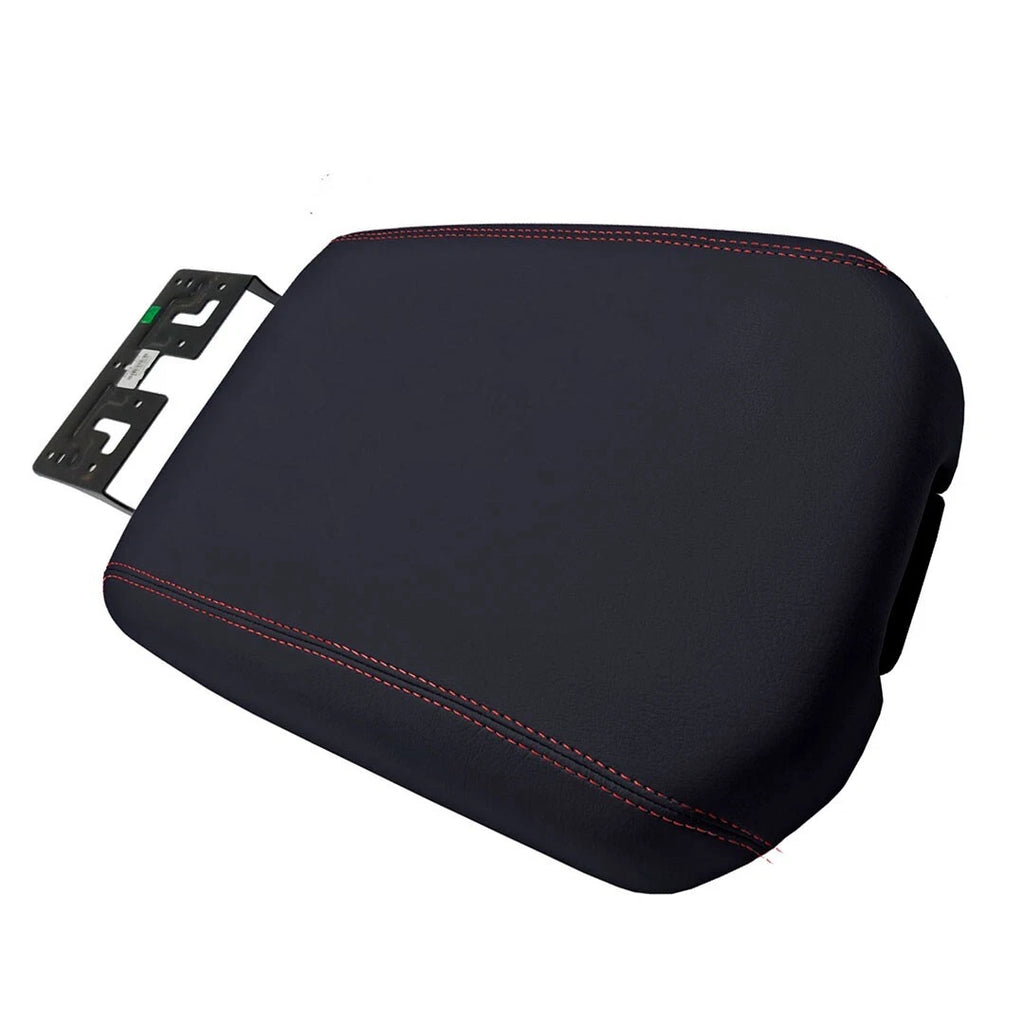 Console Armrest Cover for Nissan Titan (2016–2020) Red Stitch PVC Leather