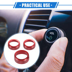 3pcs AC Audio Volume Tune Switch Knob Ring Cover for Dodge Dart (2012–2018) Red
