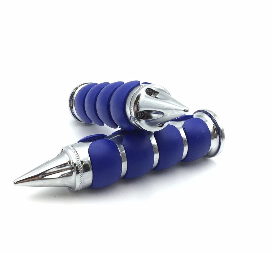 1" Blue Billet Rubber Handlebar Grips for Kawasaki Vulcan Honda Shadow