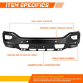 Front Bumper Face Bar for Sierra 1500 (2016–2019) Black w/ Fog Light & Sensor Holes