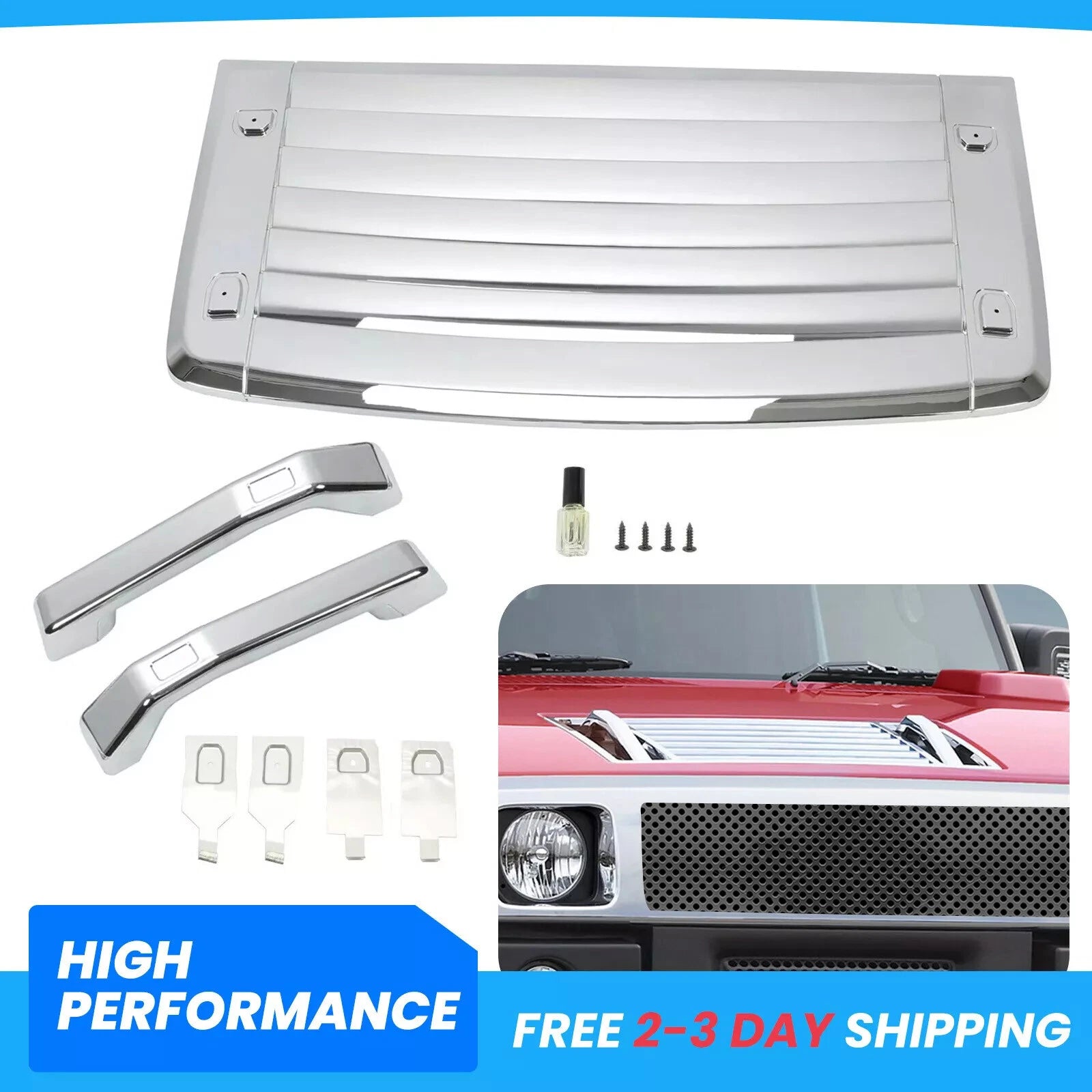 Chrome Hood Deck Vent Panel Handle Cover Trim for Hummer H3 (2006–2010)