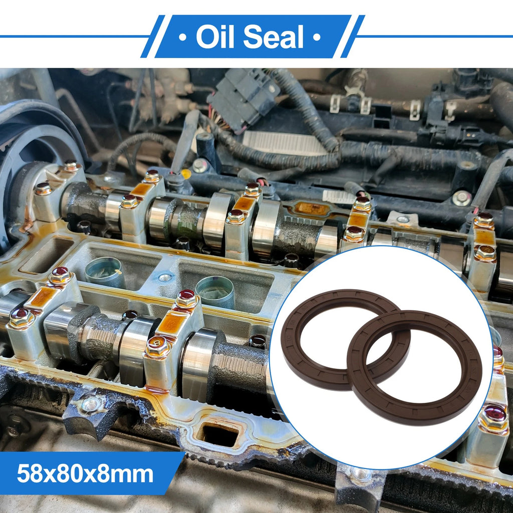 2X Oil Seal Rotary Shaft Seal FKM Rubber 58x80x8mm  