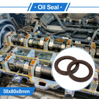 2X Oil Seal Rotary Shaft Seal FKM Rubber 58x80x8mm  