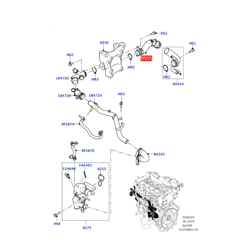 Coolant Water Hose LR115269 for Land Rover Discovery Sport (2019-2023)