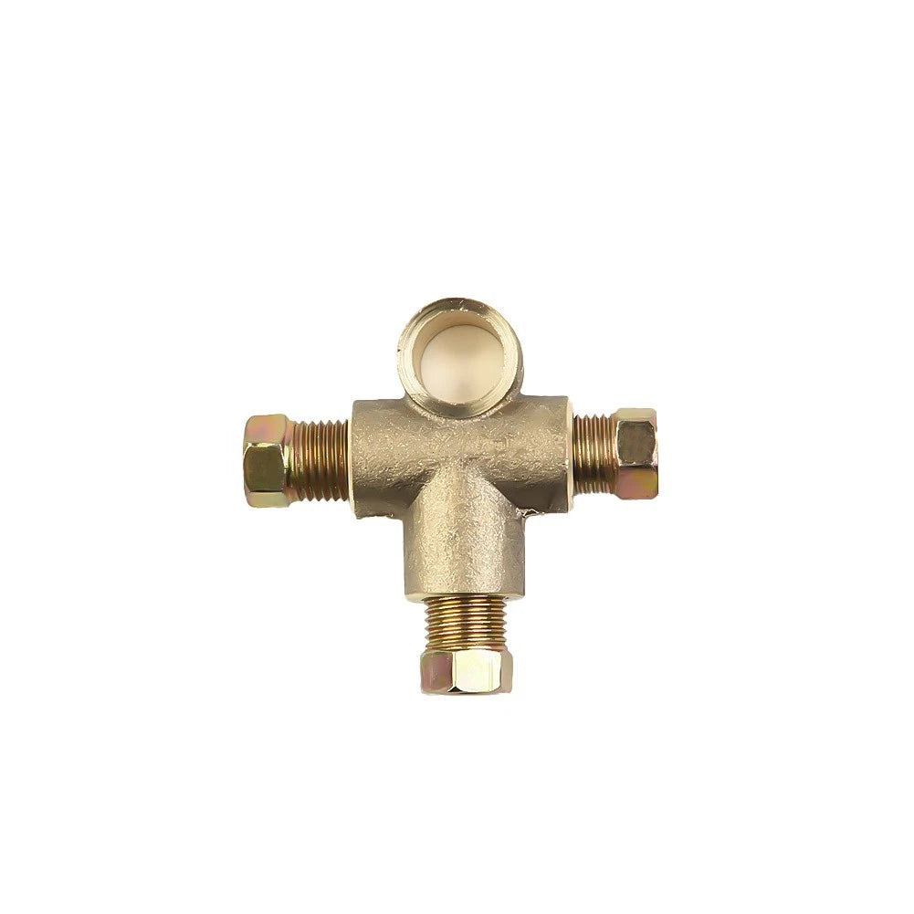 Three-Way Brake T Piece Tee with 3-Male Nuts for M10 3/16 Pipe 10mm