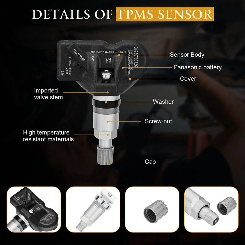 Set of 4 TPMS Tire Pressure Sensors for Mini Cooper (2008–2009)