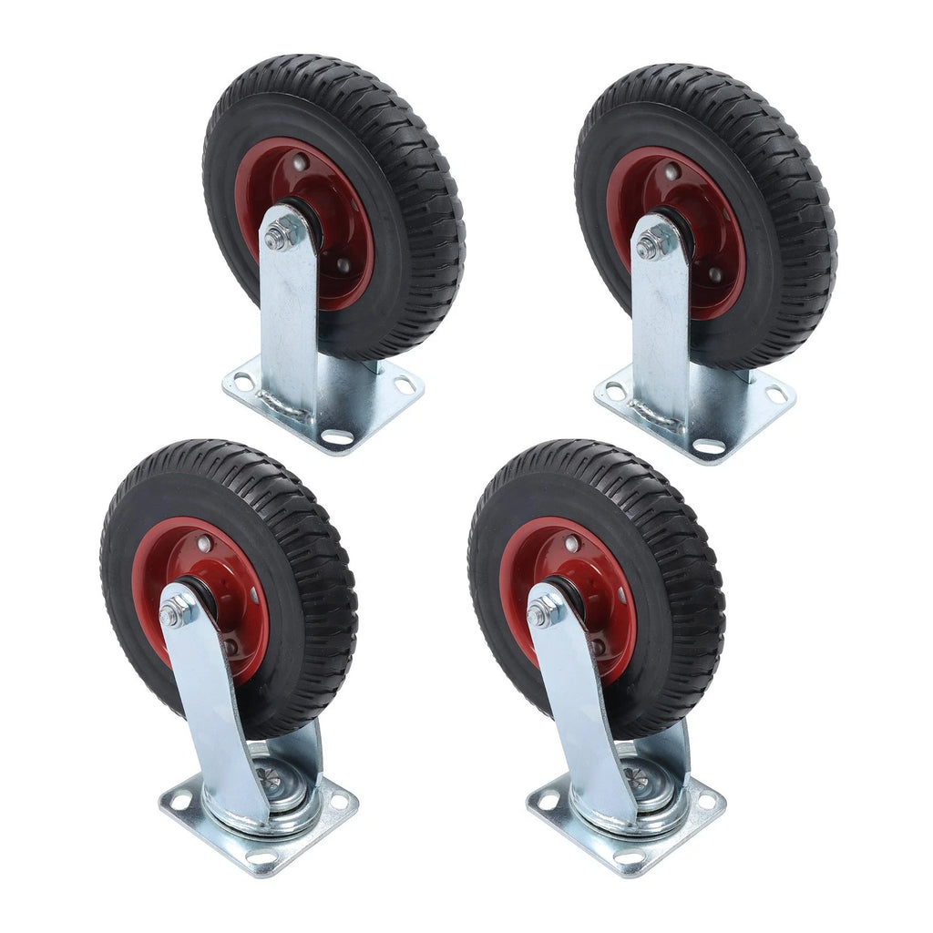 Set of 4 Heavy-Duty 8" Rubber Casters for Various Applications