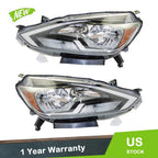 Set of 2 Replacement Headlights for Nissan Sentra (2016–2018) LH+RH Chrome Halogen