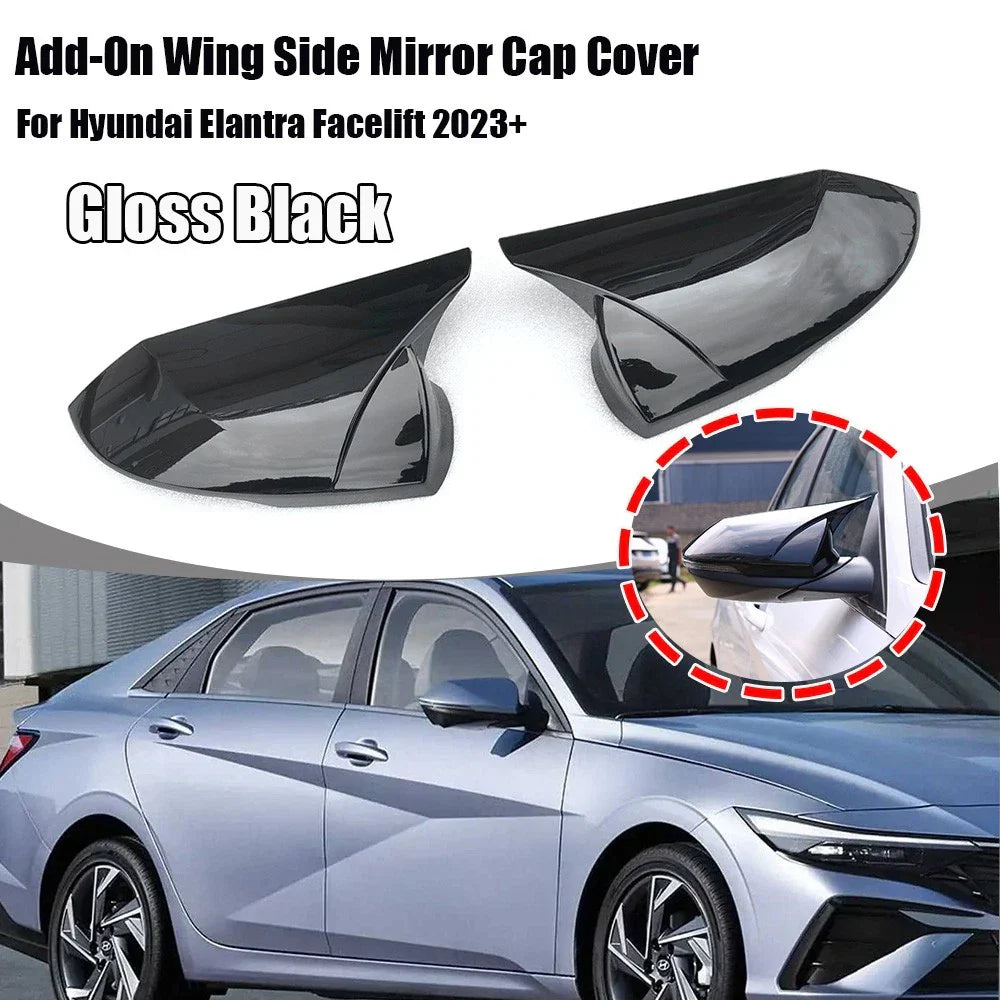 Gloss Black Mirror Cover Cap for Hyundai Elantra (2023–2024)