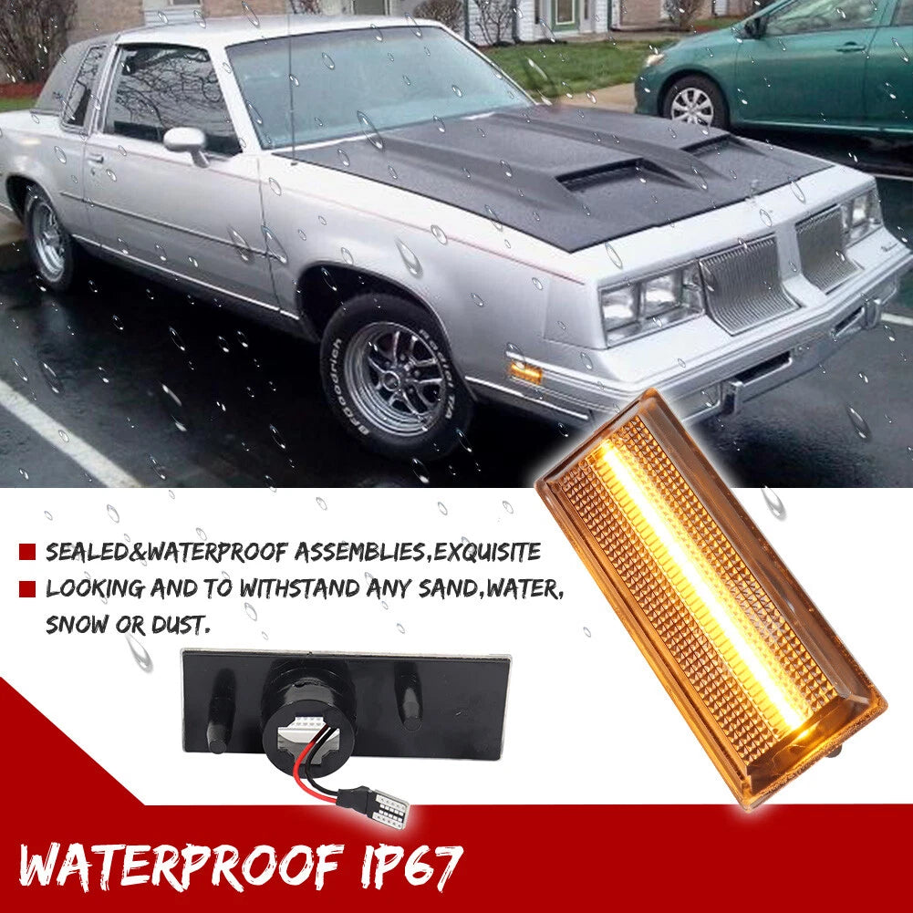 2X Amber LED Side Marker Lights for Cutlass (1981–1988)