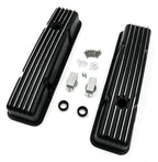 Short Valve Covers Black Aluminum Finned Replacement for Chevy 350 SBC (1967–1985)