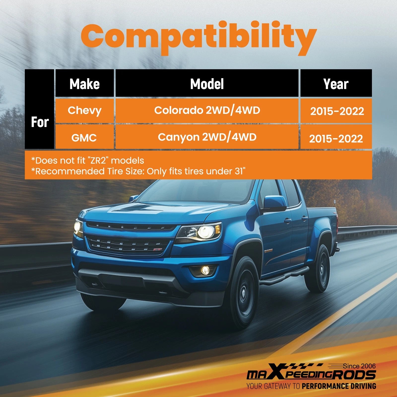 3" Front 2" Rear Leveling Lift Kit with Spacers for Chevy Colorado (2015–2022)