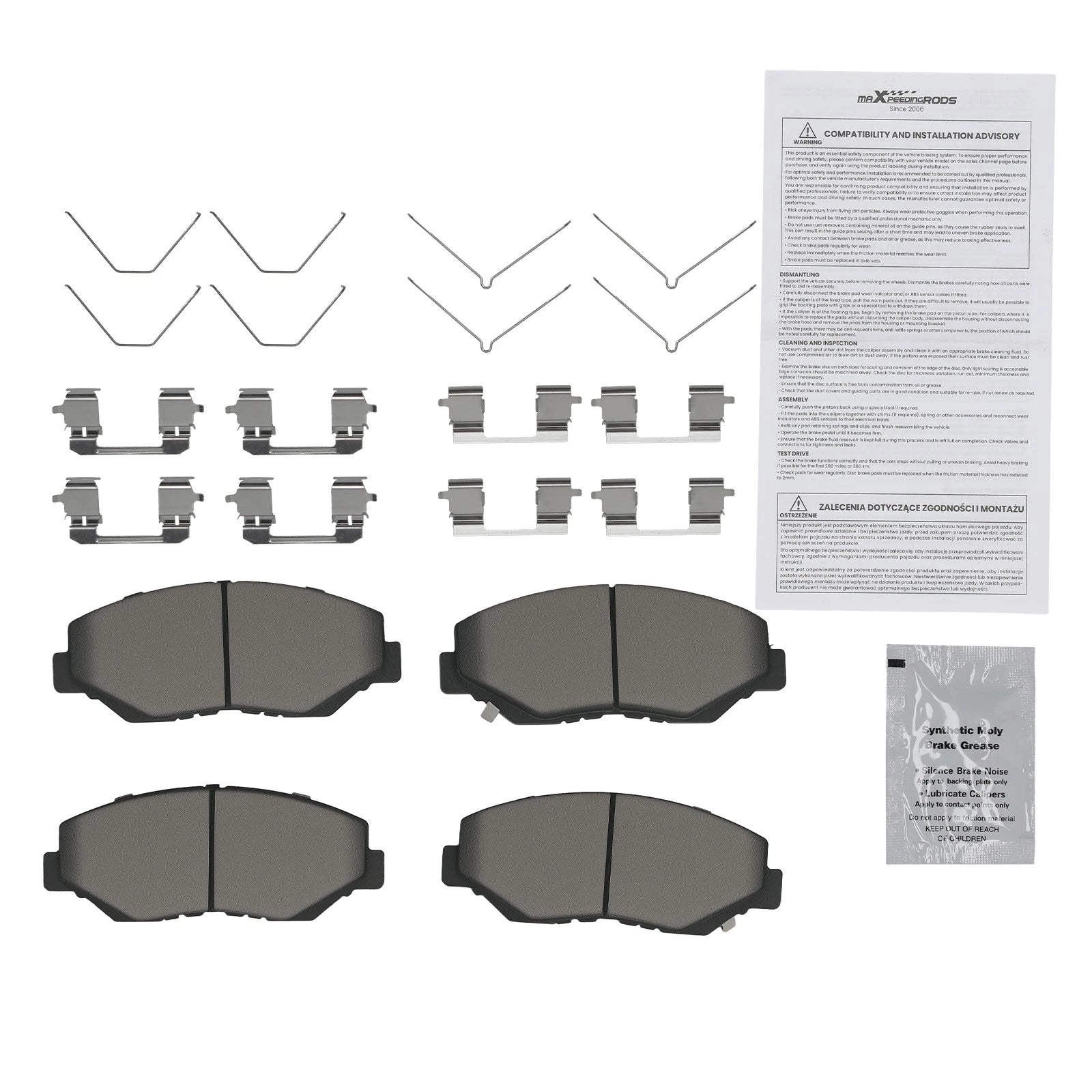Set of 4 Front Ceramic Brake Pads for Honda Civic Si 2.4L (2012–2021) P914