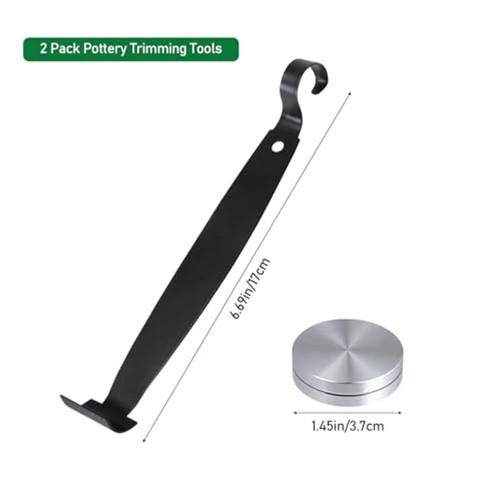 2X Clay Pottery Trimming Tools with Rotating Steel Head for Pottery