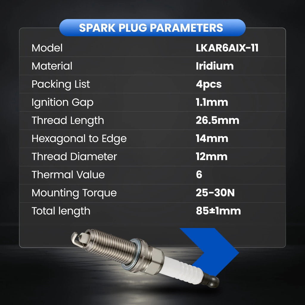 Set of 4 Iridium Spark Plugs for Nissan Rogue (2008–2013) LKAR6AIX-11 91187