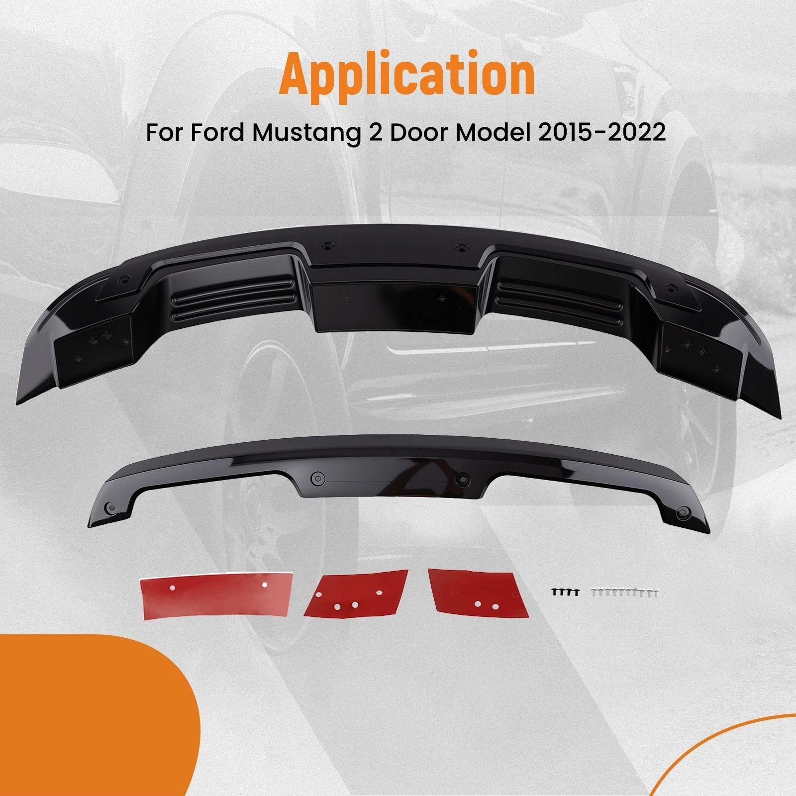 Rear Spoiler Wickerbill for Ford Mustang 2-Door (2015–2022) Gloss Black