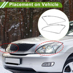 Front Left Right Headlight Trim Bezel for Lexus RX330 (2004-2009) Silver Tone