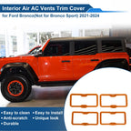 Set of 4 Air Condition Outlet Vent Trim Cover Frames for Ford Bronco (2021–2024) Orange