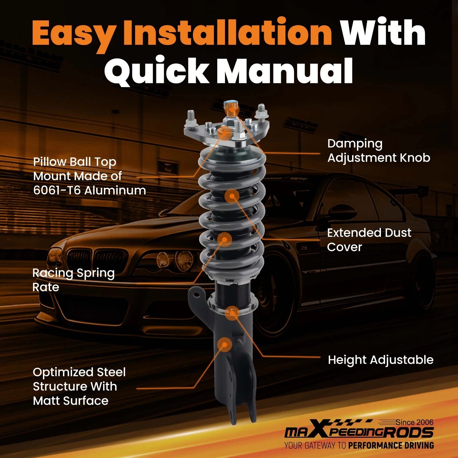 Coilover Struts Lowering Kit for Mitsubishi Lancer (2008-2016)