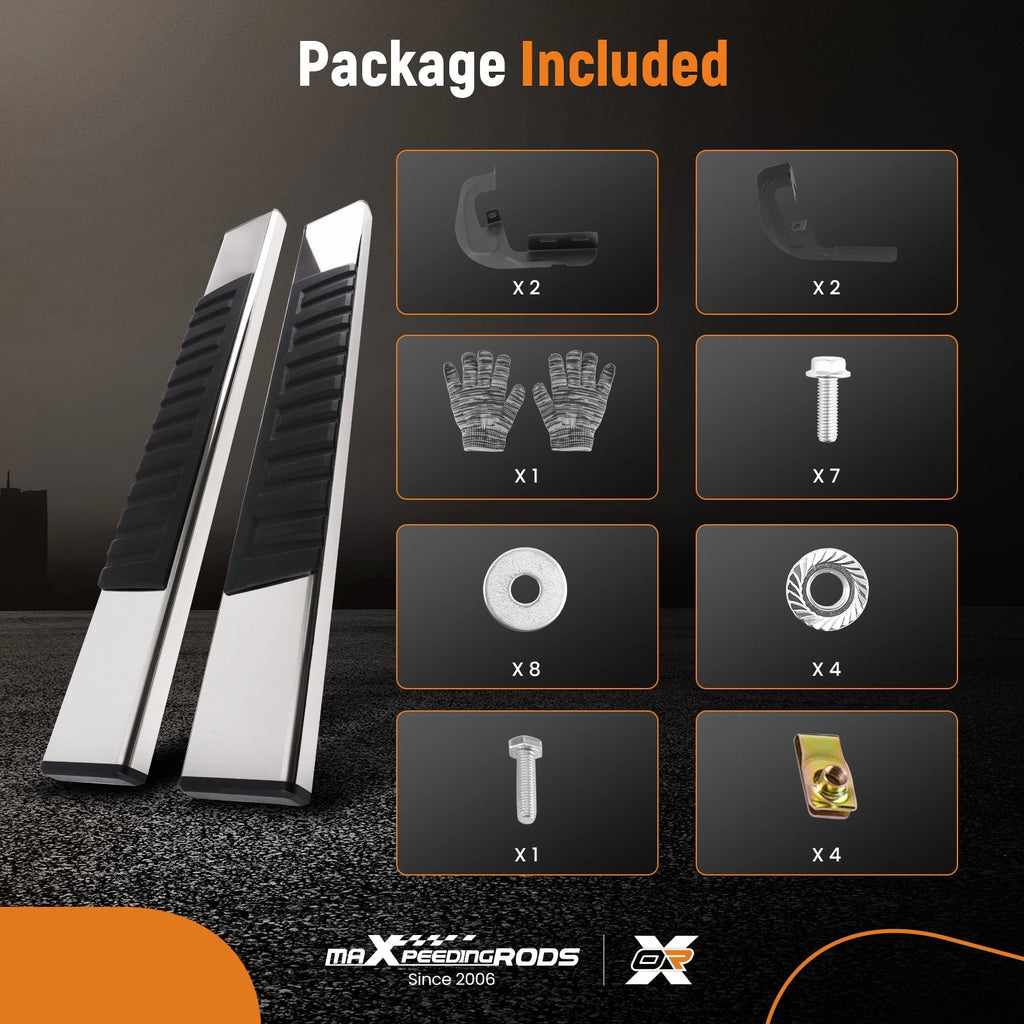 Black Running Boards Kit for Silverado Sierra 1500-3500HD (2007–2019)