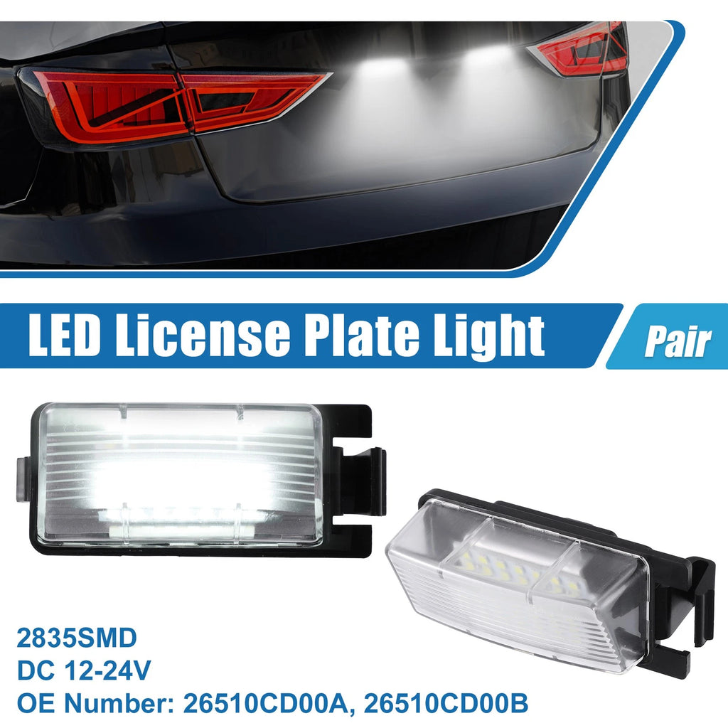 2X White LED License Plate Light Assembly 26510CD00A 2835SMD for Nissan
