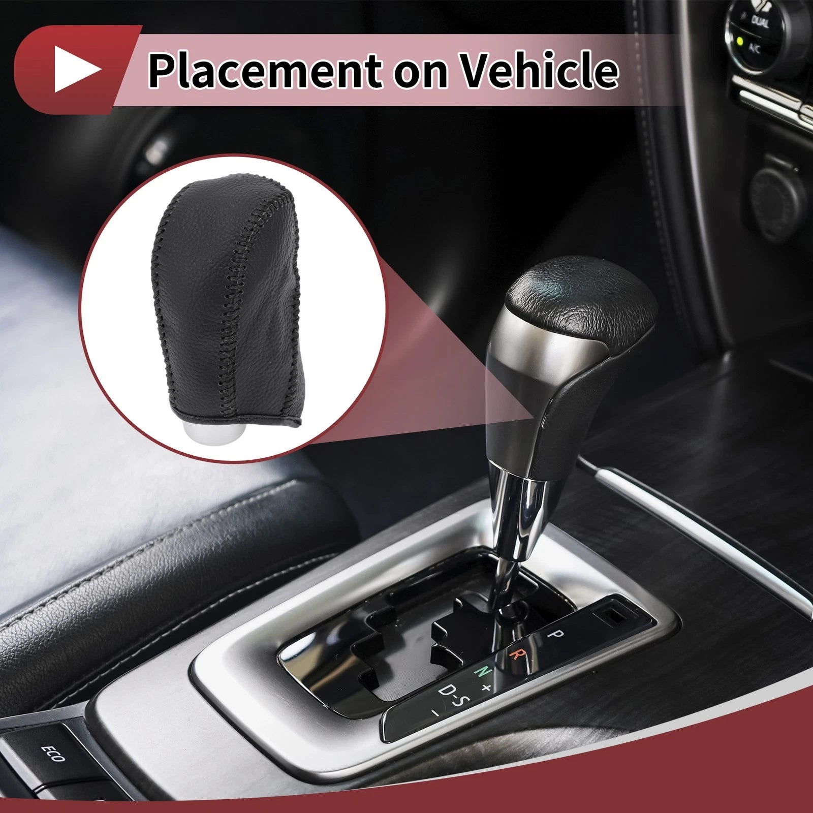 1 Pc Gear Shift Knob Cover for Subaru Forester (2014–2017) Pebbled Black