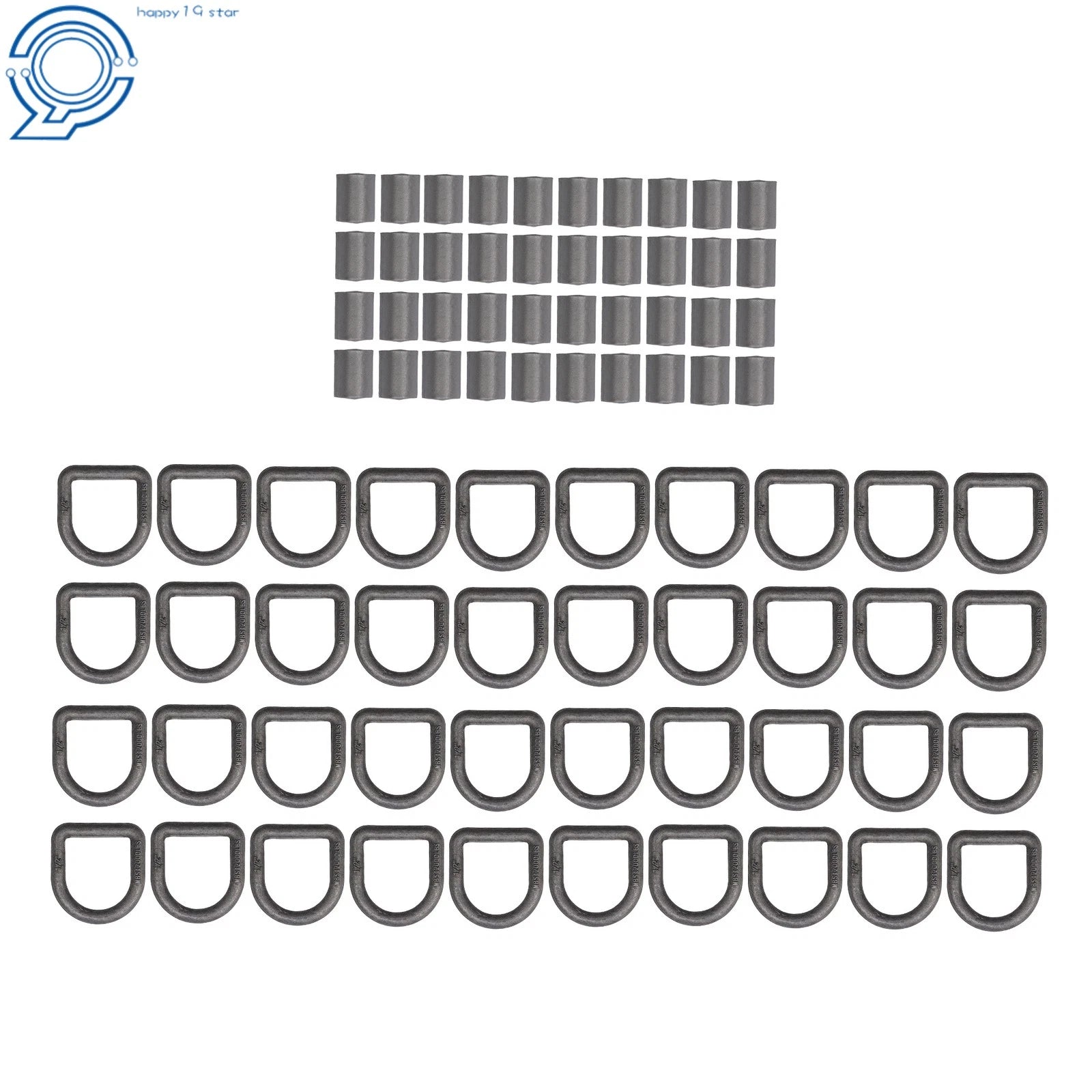 40 Pack 1/2" Weld On Forged D Ring for Heavy-Duty Applications (12,000lbs)