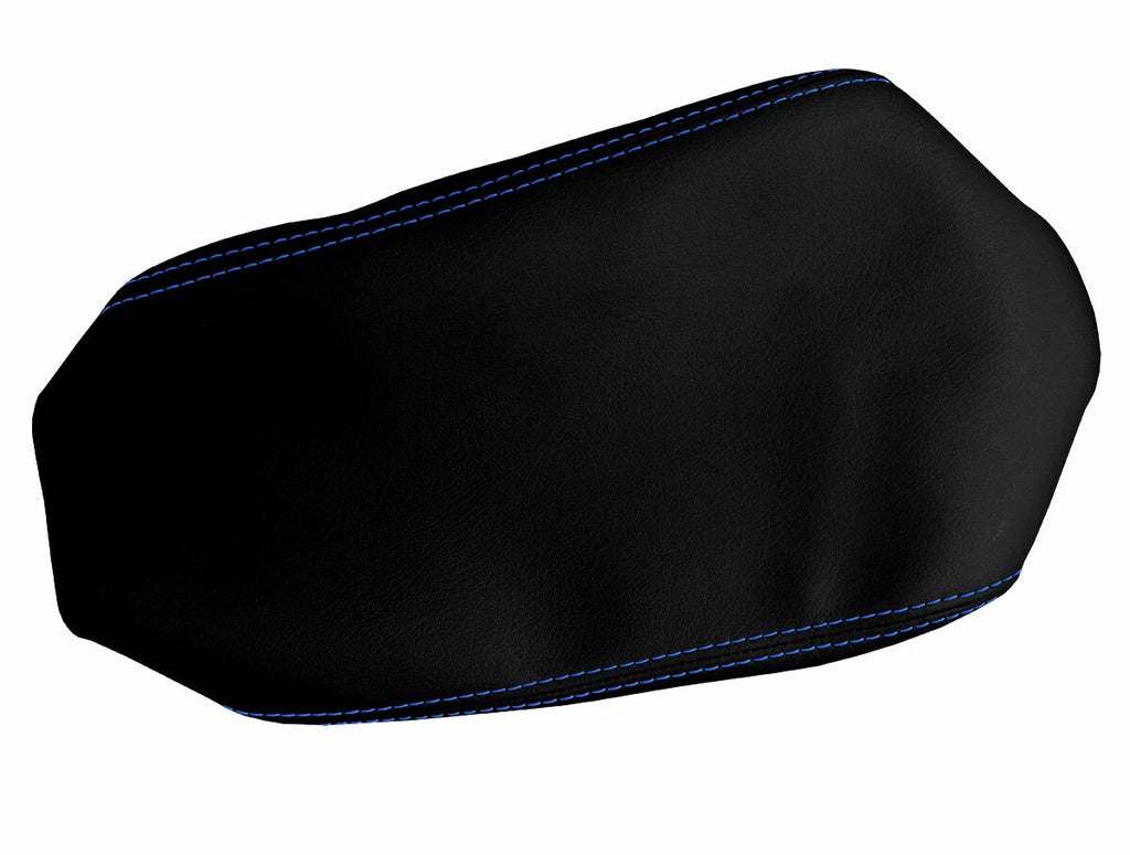 Leather Console Lid Armrest Cover for Jeep Grand Cherokee (2005–2010) Blue Stitch