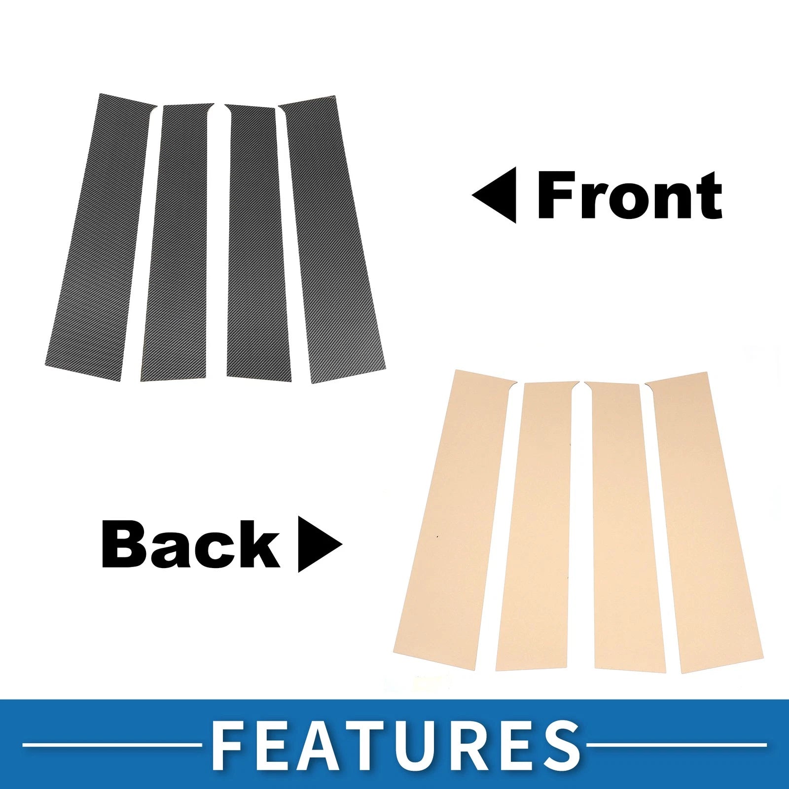 Set of 4 Door Pillar Window Trim for Toyota Tundra (2022–2023) Carbon Fiber