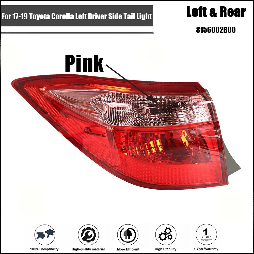 Tail Light Brake Lamp Outer Left for Toyota Corolla (2017â2019)