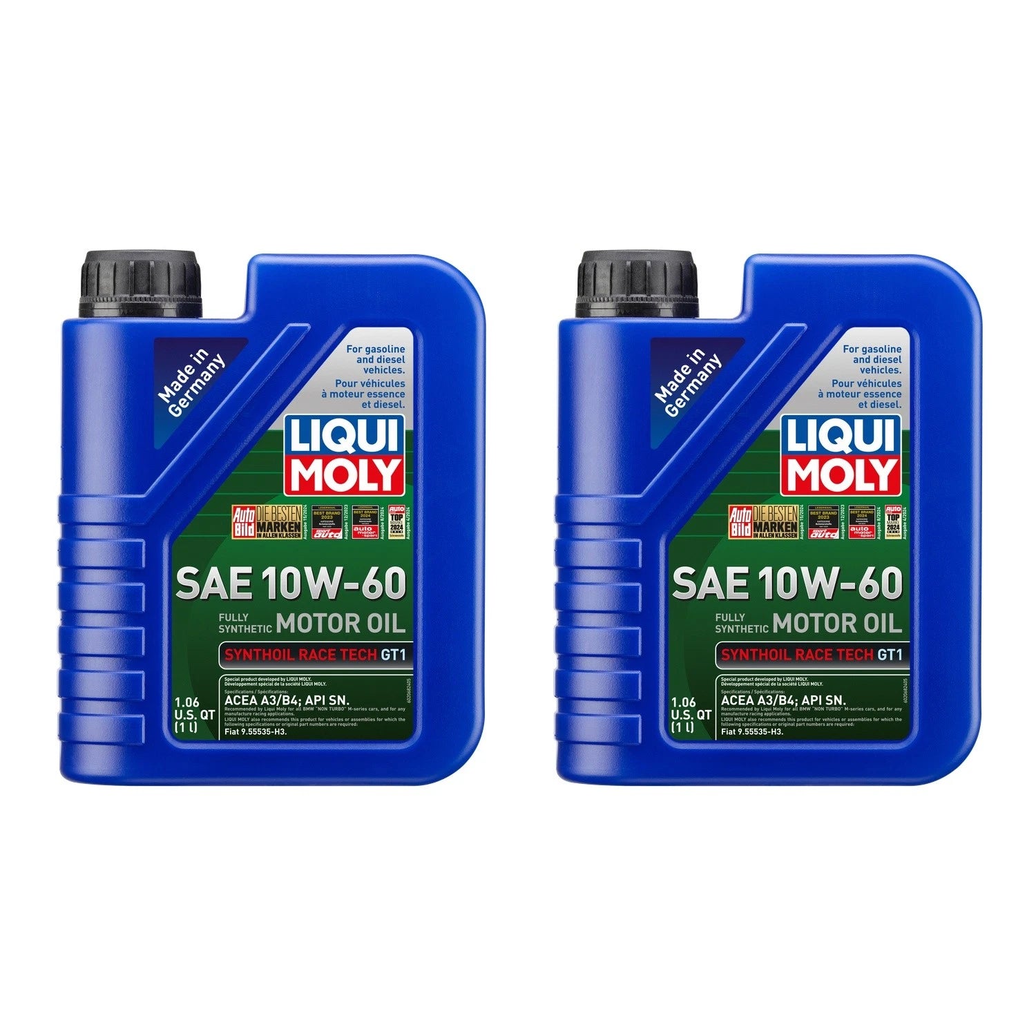 2X Liqui Moly Synthoil Race Tech GT1 10W-60 Engine Oil for