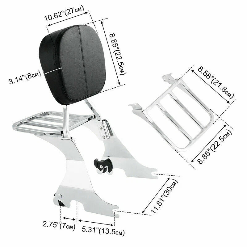 Sissy Bar Backrest Luggage Rack for Harley Sportster XL883 XL1200 (2004–2021) Chrome