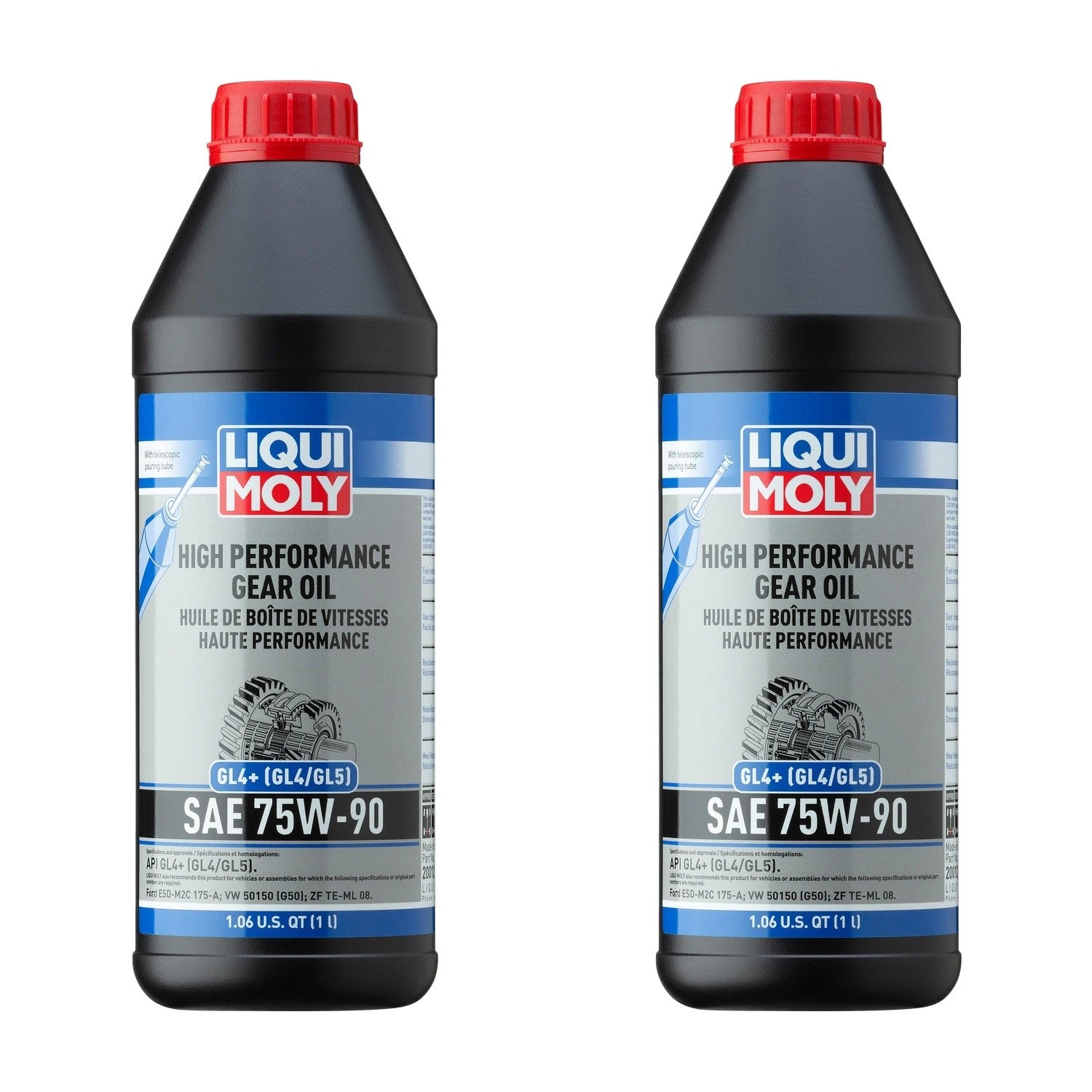 Set of 2 Liqui Moly High Performance Gear Oil GL4+ SAE 75W-90 (2x1L)