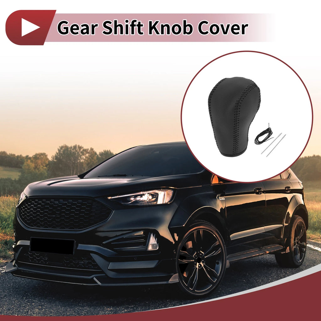 1 Pc Gear Shift Knob Cover for Ford Edge (2011–2014) Black Faux Leather