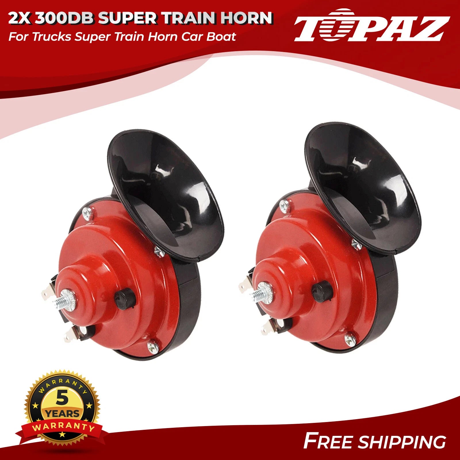 2X 300DB Super Train Horn for Trucks Cars Boats Motorcycles (12V)