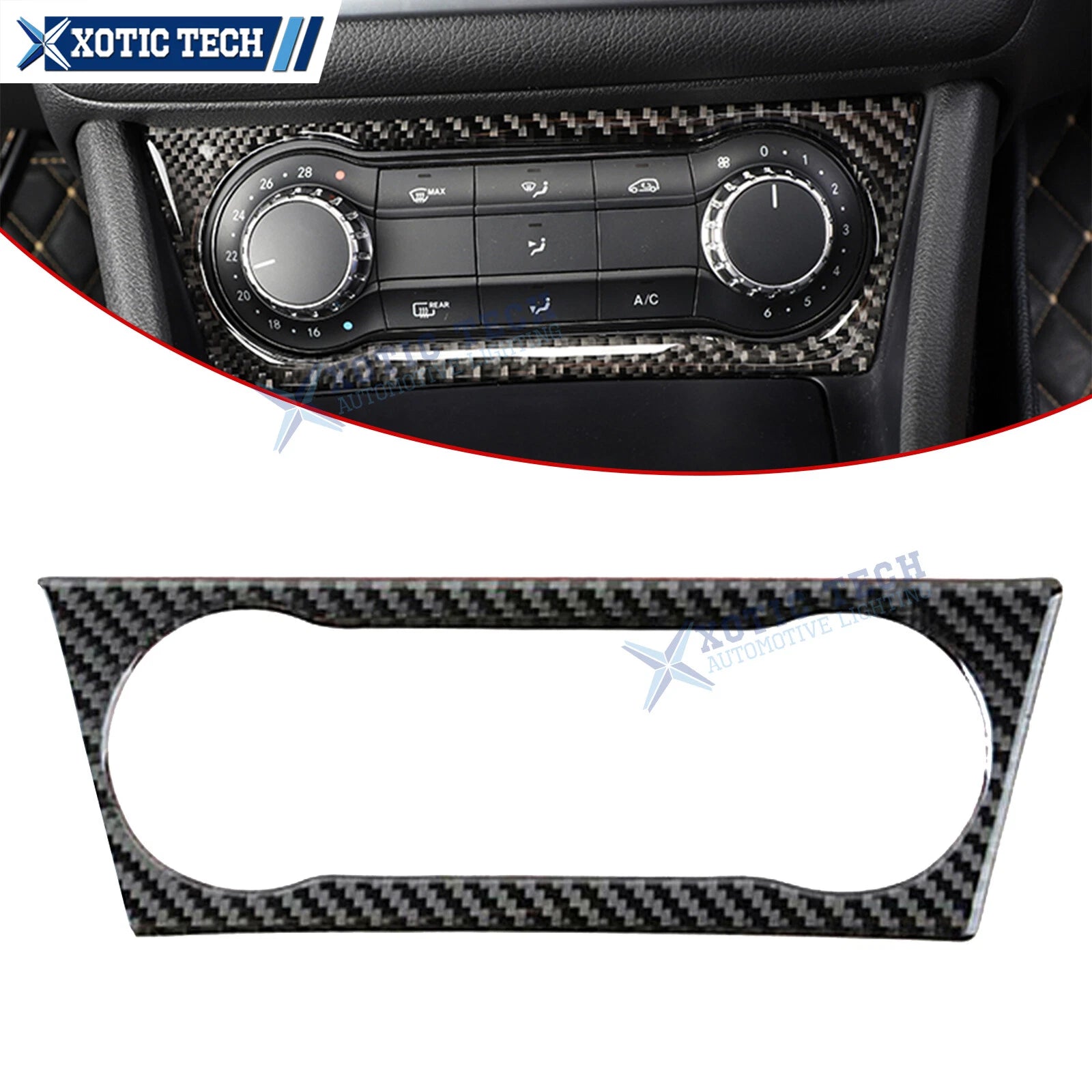 Real Carbon Fiber Center Console AC Switch Trim Decal for Mercedes A180 (2013–2018)