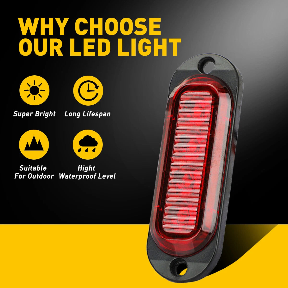 Set of 4 LED Side Marker Lights for Truck Trailer RV