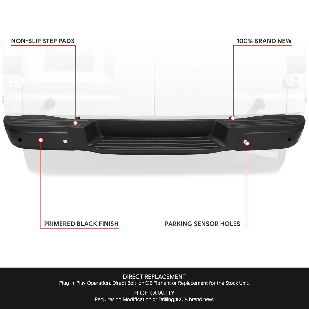 Rear Bumper for Nissan NV1500 NV2500 NV3500 (2012–2021) w/ Parking Sensor Holes