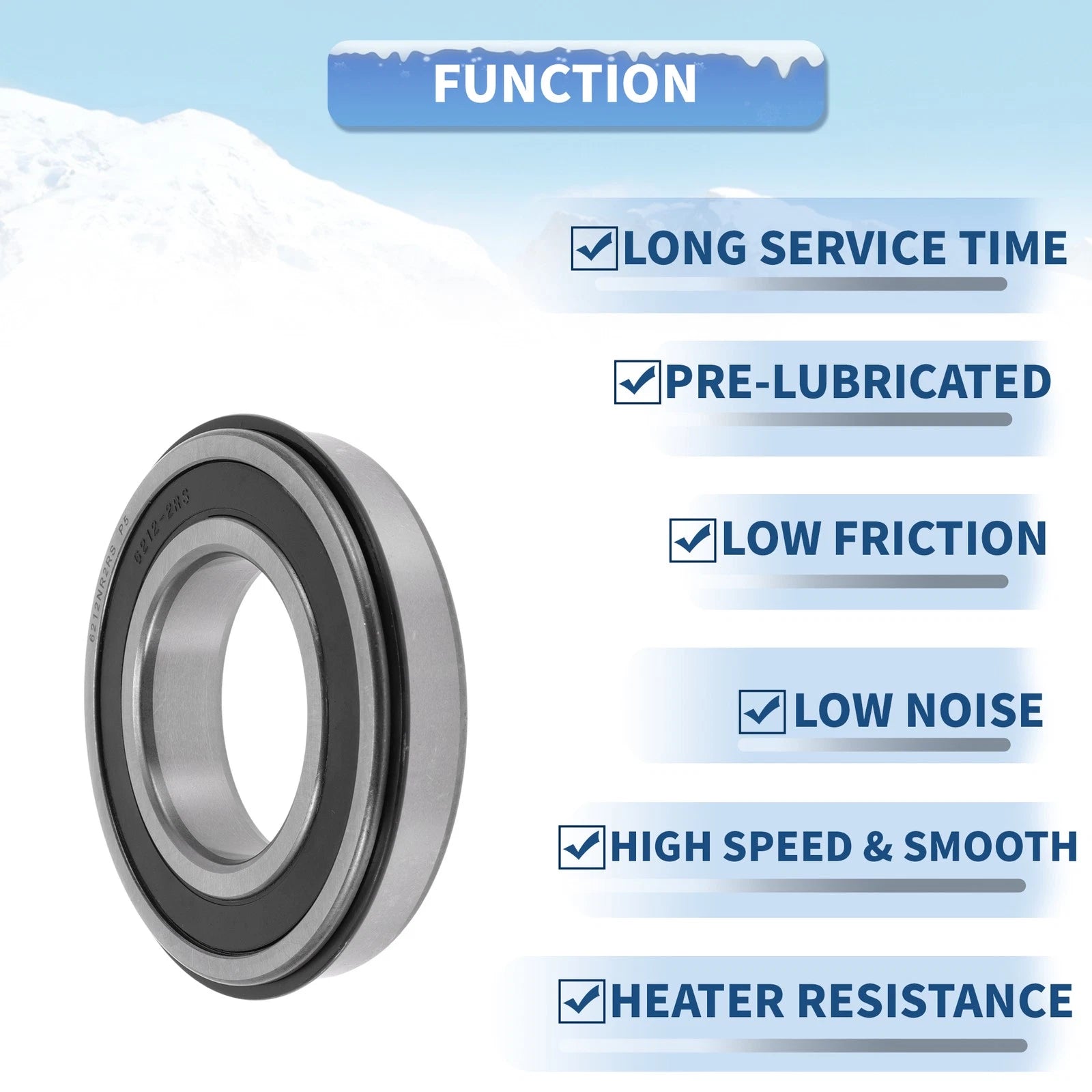 Deep Groove Ball Bearing 6212NR2RS for Scooter Skateboard (60x110x22mm)