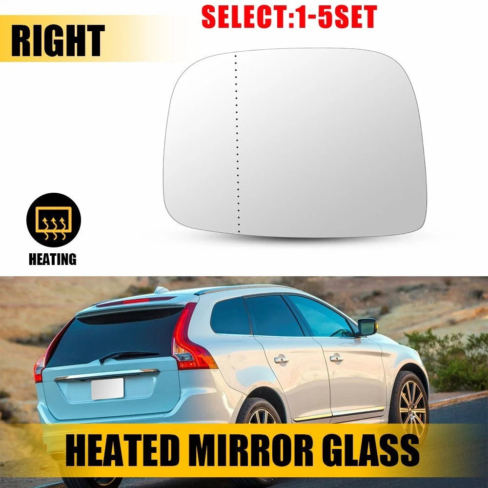 Right Side Heated Mirror Glass with Backing Plate for Volvo XC60 (2010–2017) OEM 1-10