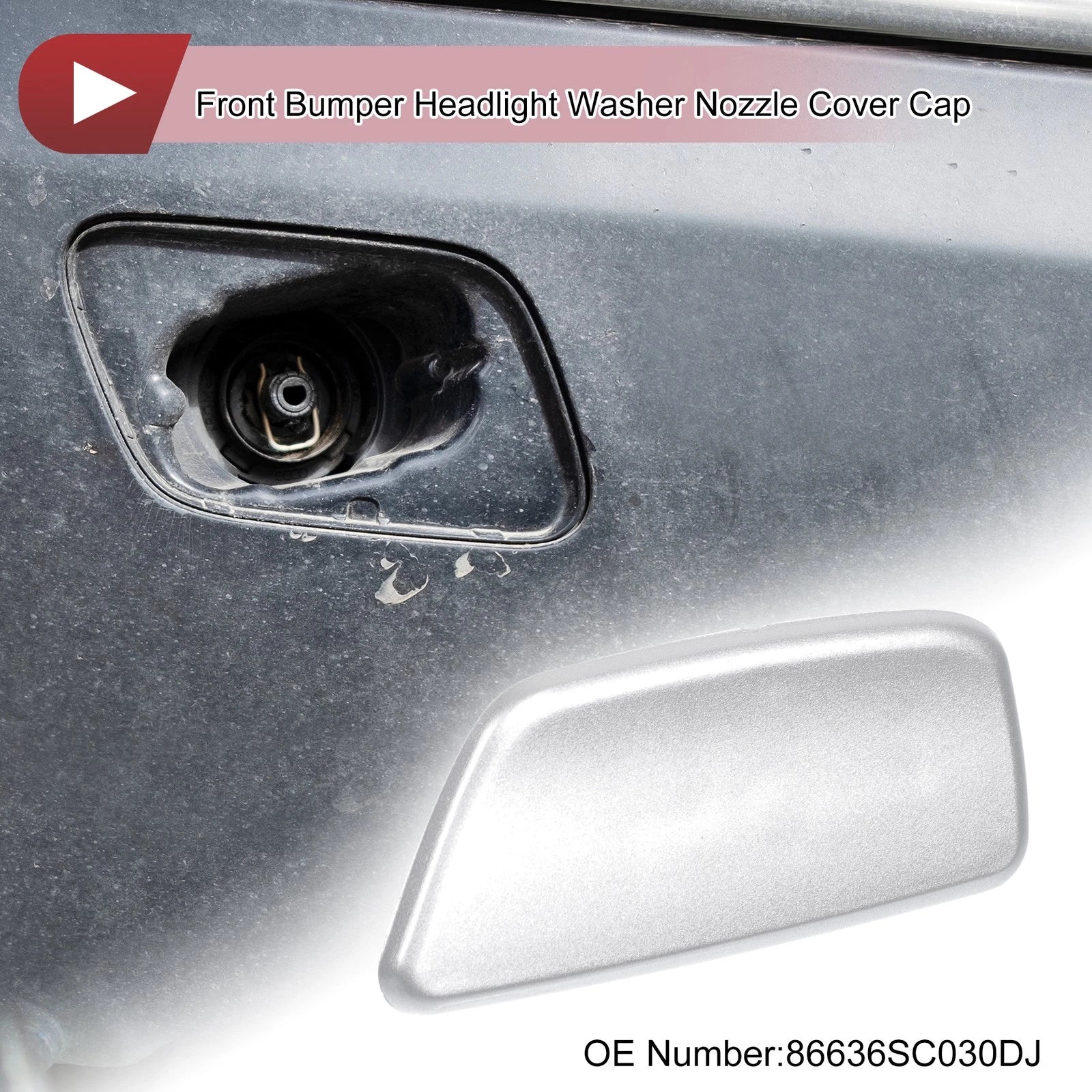 Front Left Washer Nozzle Cover Cap for Subaru Forester (2009–2012) Silver Tone