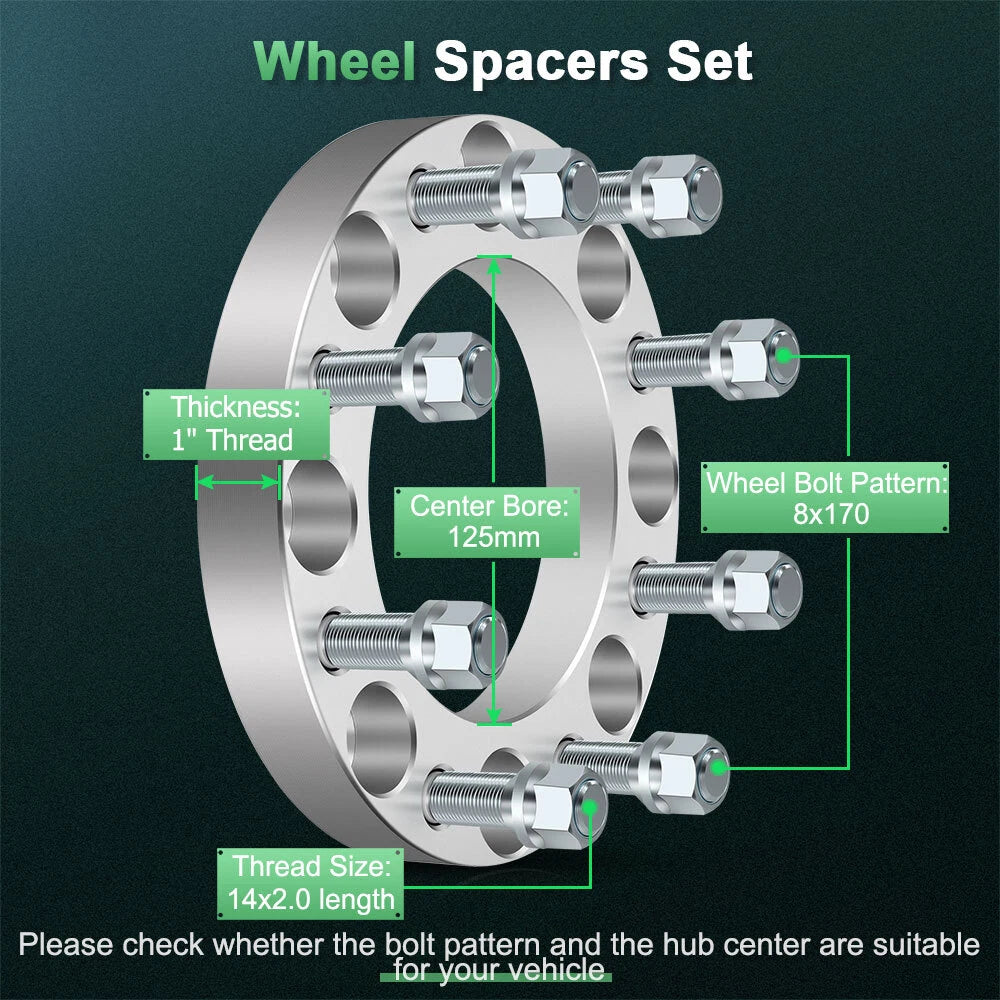 2X Wheel Spacers 1" for Ford F-250 Super Duty (1999–2016)