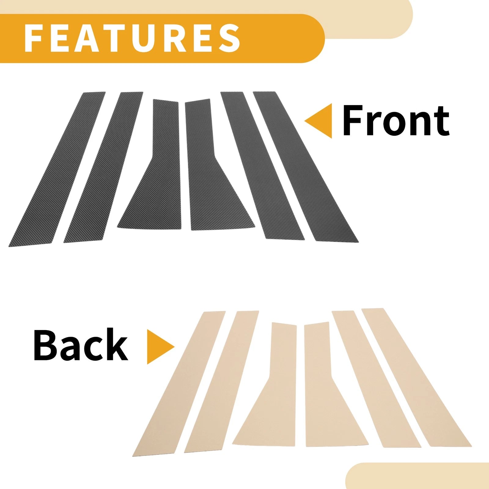 6 Pcs Window Trim Cover for Subaru Forester (2019–2023) Black Carbon Fiber