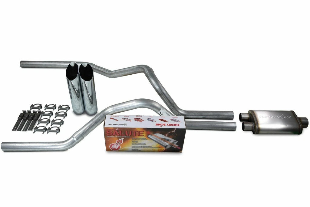 Dual Exhaust Kit for Ford F-150 (1987–1997) with Slash Tips