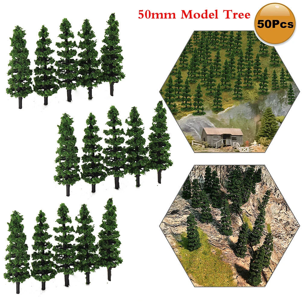 50pcs 1.96" Model Trees for Diorama Scenery (Wargame, Train, Park)